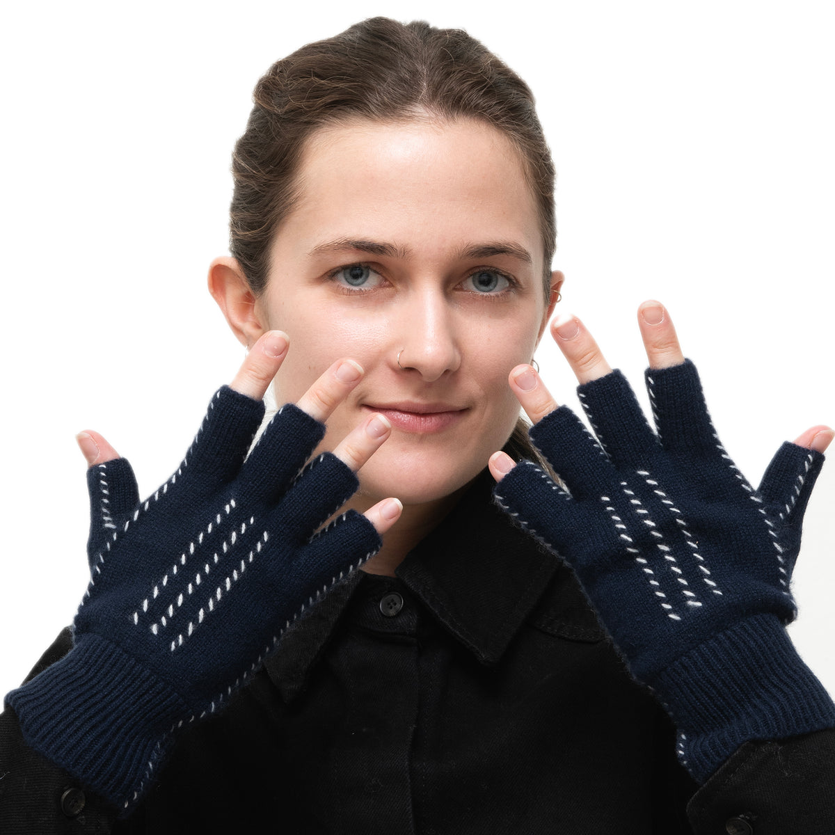 Cashmere Fingerless Stitch Gloves– Meg Cohen Design