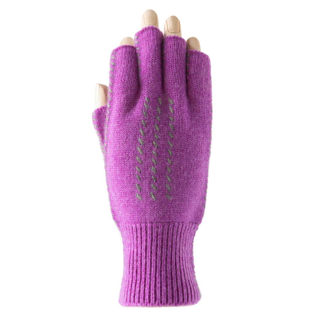 Winter Stripe Fingerless Gloves With Mitten Flap | Fairly Traded Purple